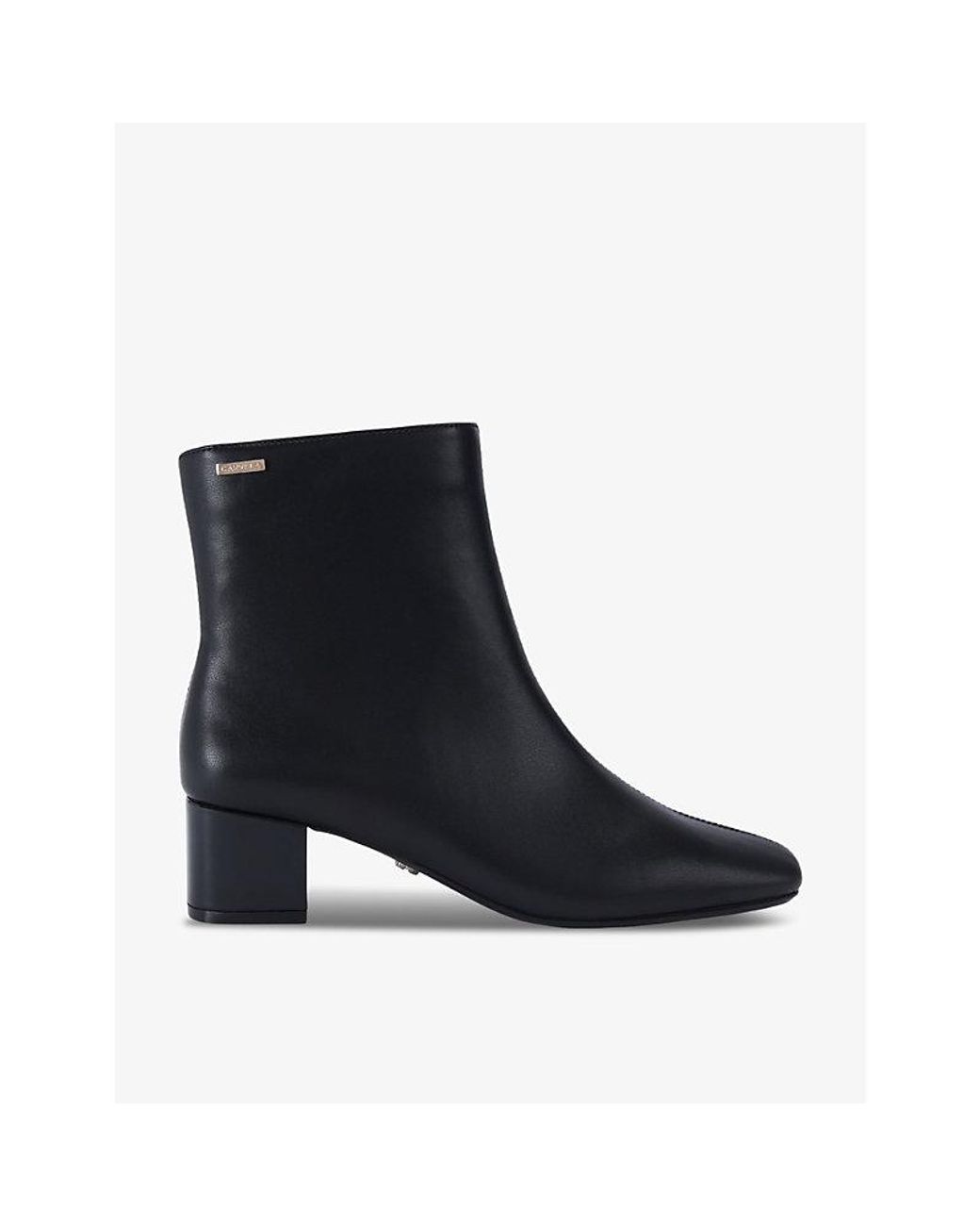 Carvela Kurt Geiger Black Rene Logo-Badge Heeled Leather Ankle Boots