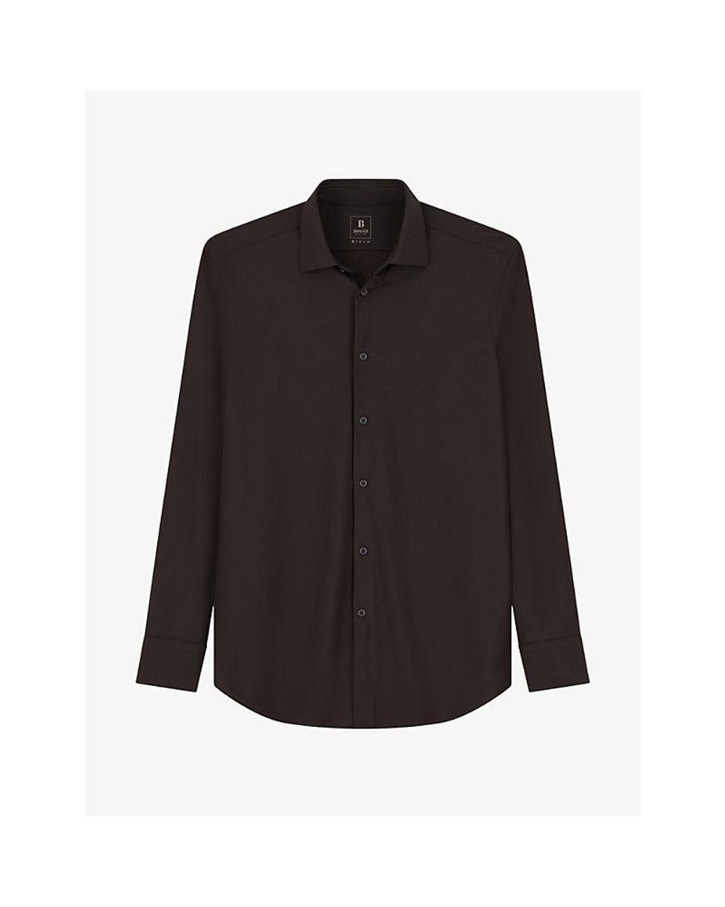 Boggi Black Slim-Fit Long-Sleeved Stretch-Woven Shirt for men