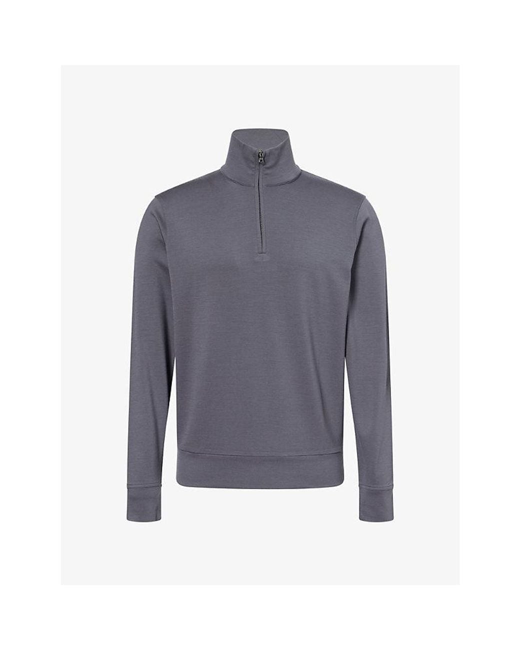 Orlebar Brown Blue Isar Half-Zip Merino-Wool Sweatshirt for men