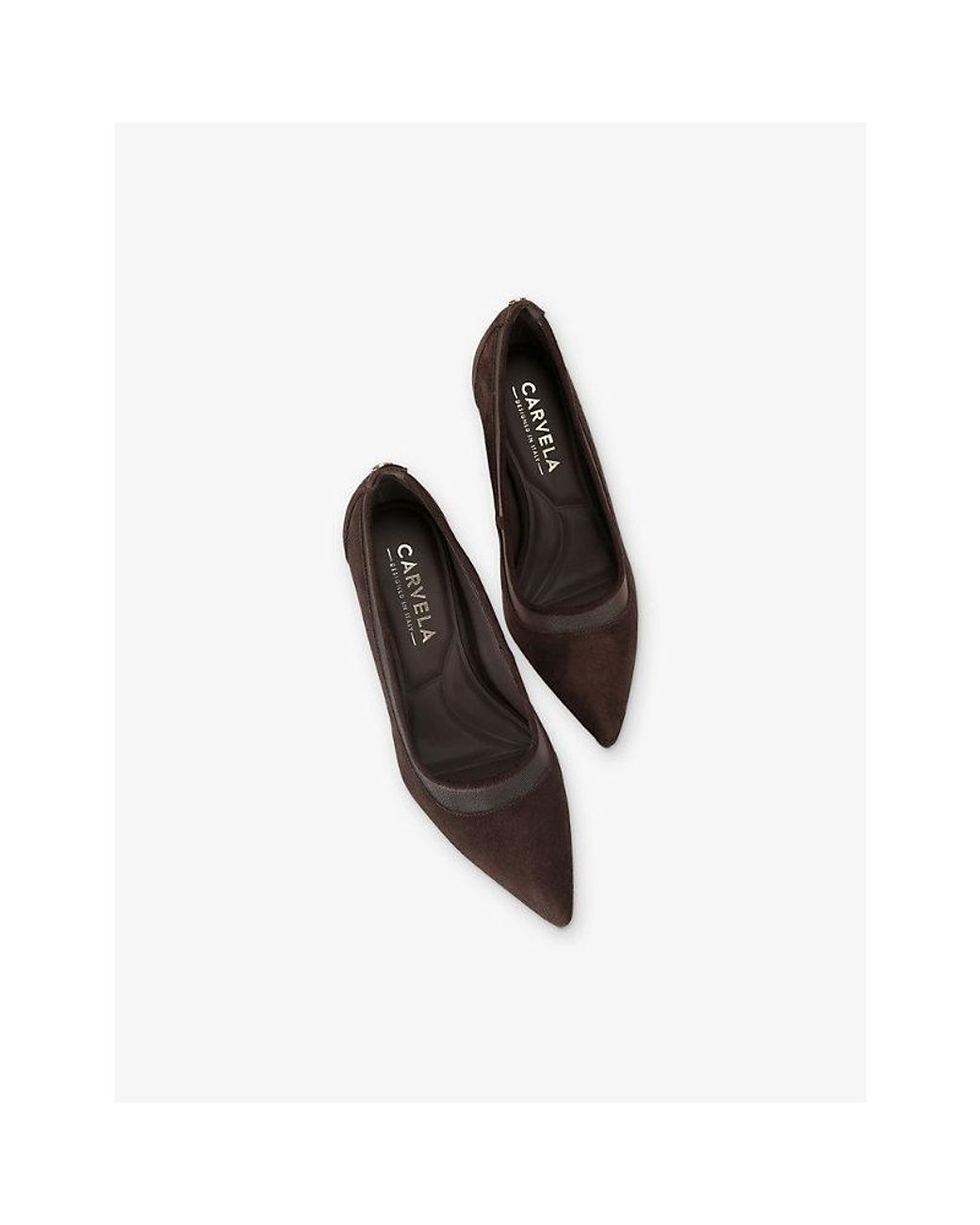 Carvela Kurt Geiger Brown Positano Mesh-Panel Suede Heeled Courts