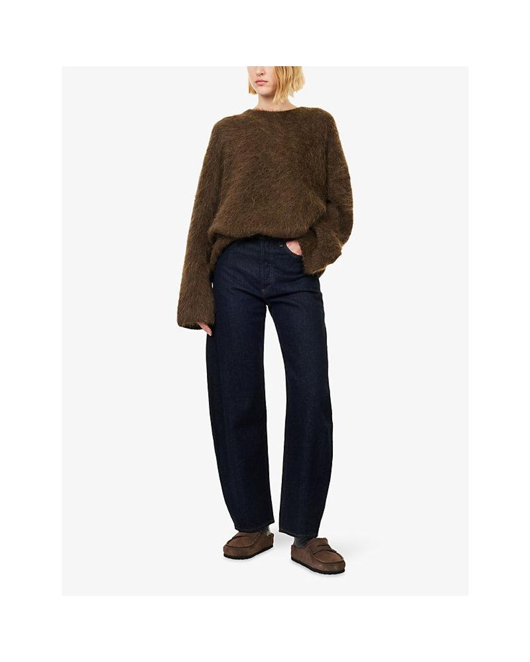 Agolde Blue Luna Pieced Barrel-Leg Denim Jeans