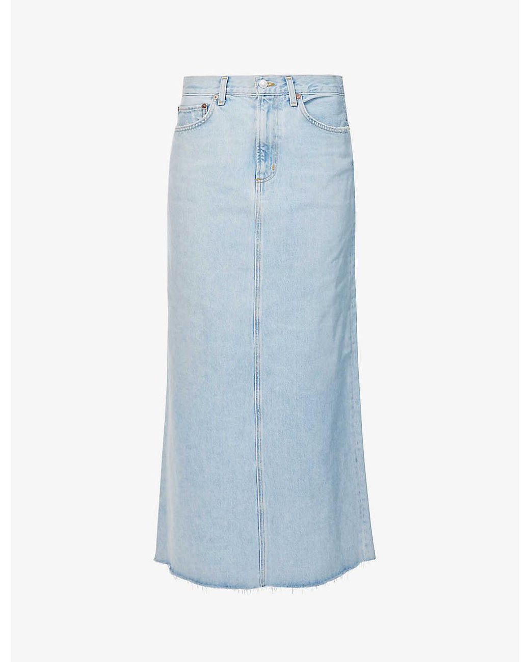 Agolde Hilla High-rise Organic-denim Midi Skirt in Blue | Lyst UK