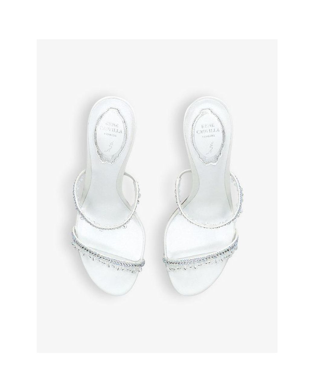 Rene Caovilla White Chandelier 80 Jewel-Embellished Leather Heeled Sandals