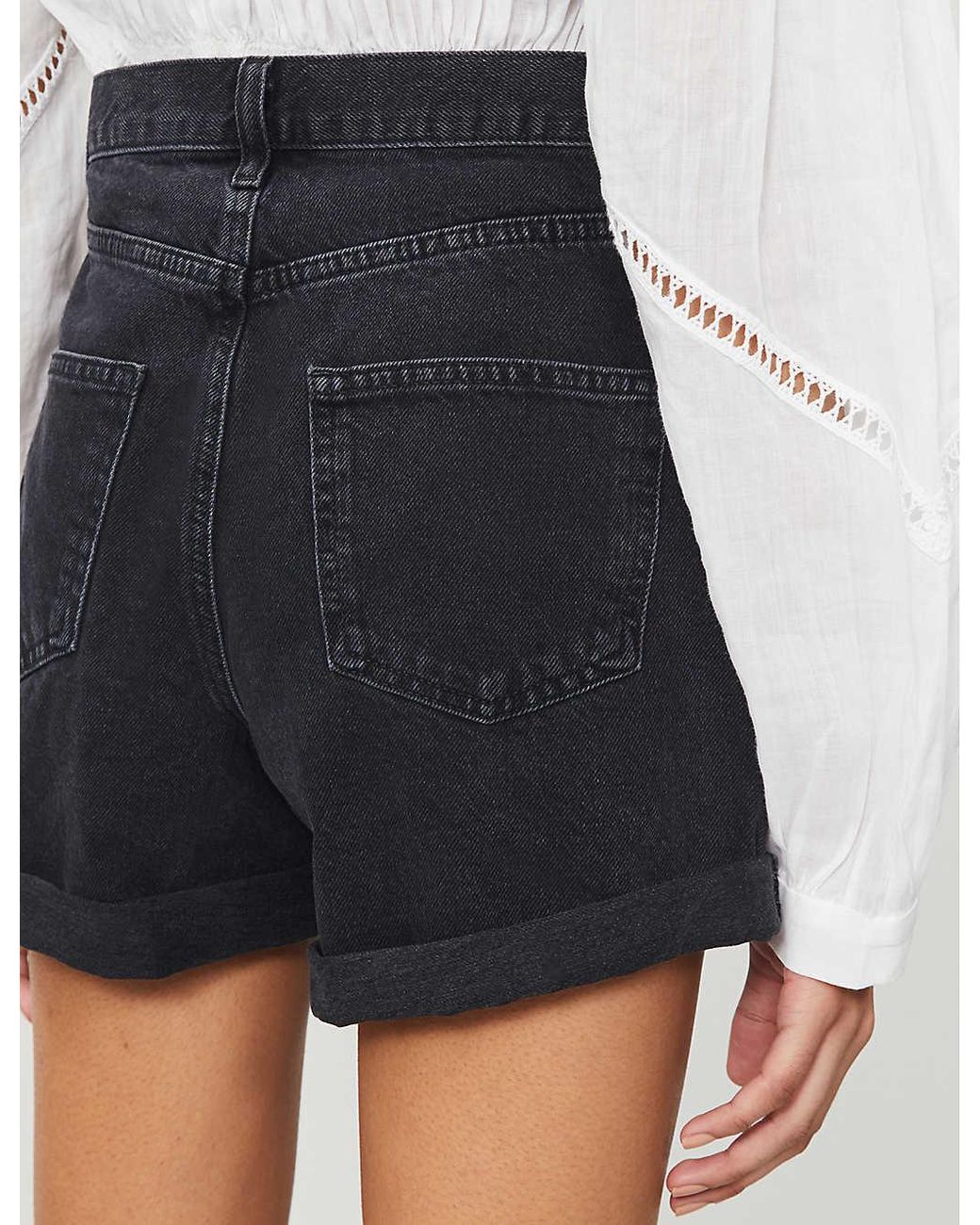 TOPSHOP Balloon Fit Denim Shorts in 