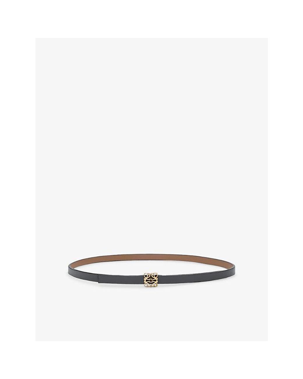 Loewe White Anagram Branded-Buckle Leather Belt