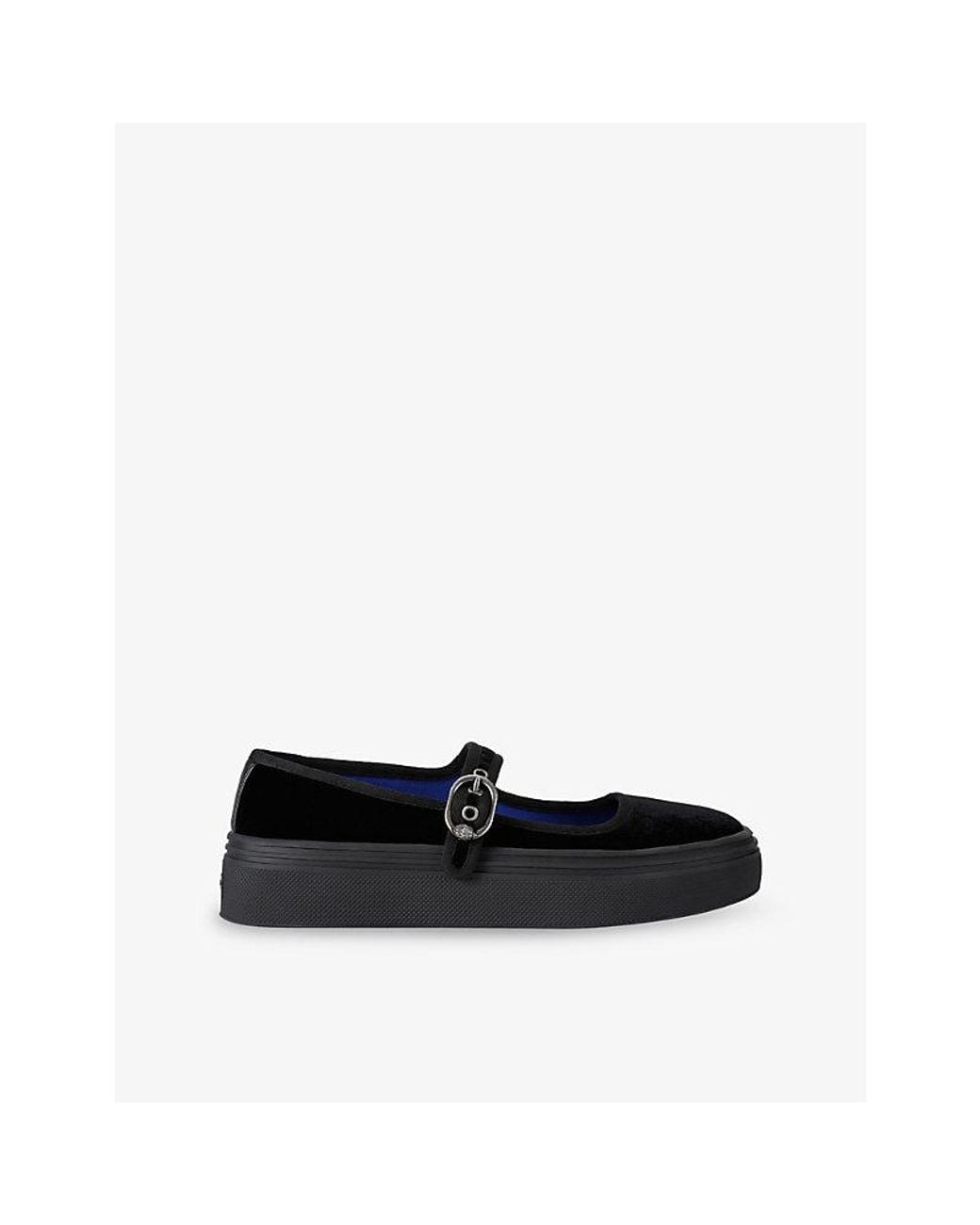 Kurt Geiger Black Mayfair Velvet Mary-Jane Trainers