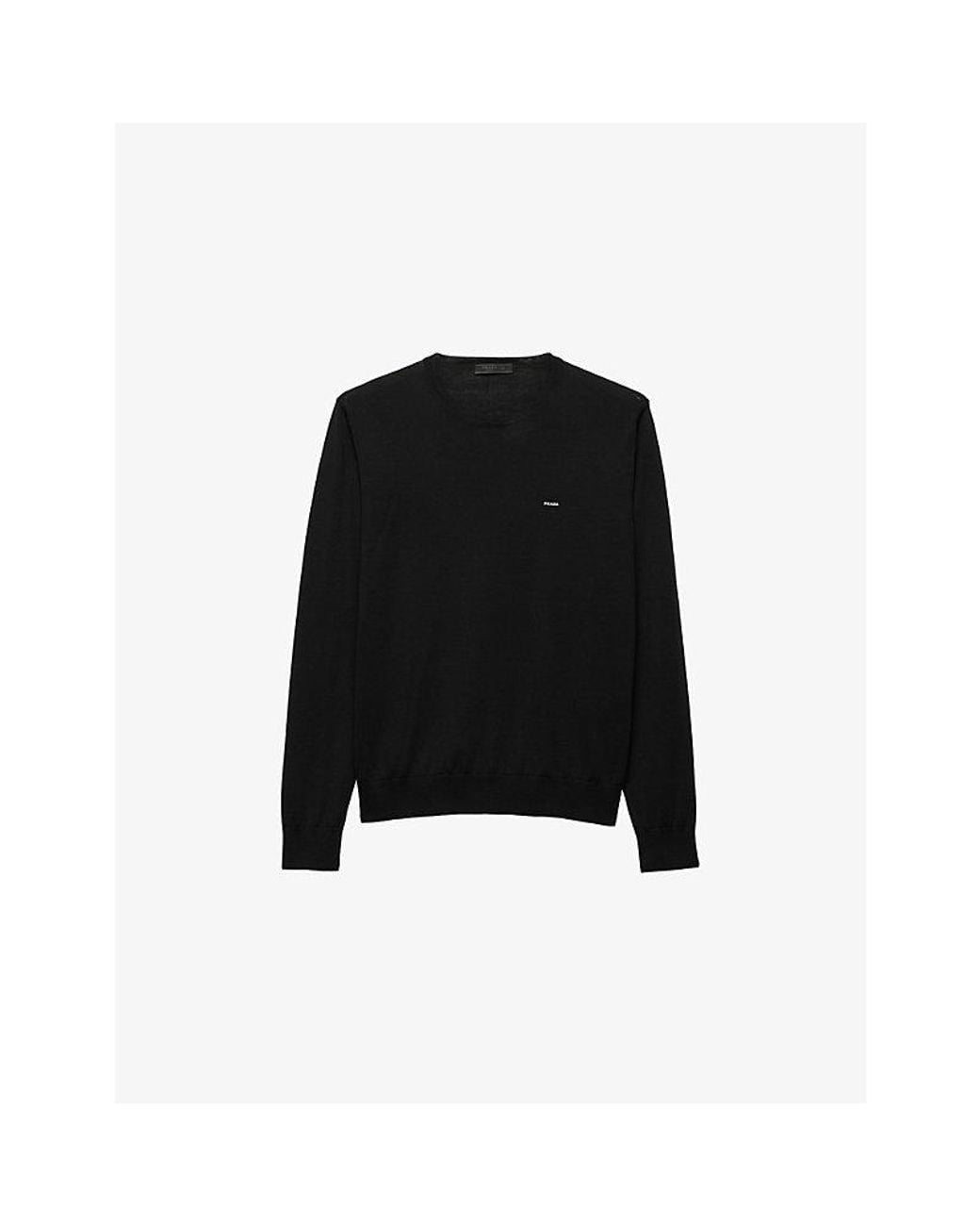 Prada Black Superfine Wool Crew-Neck Jumper for men