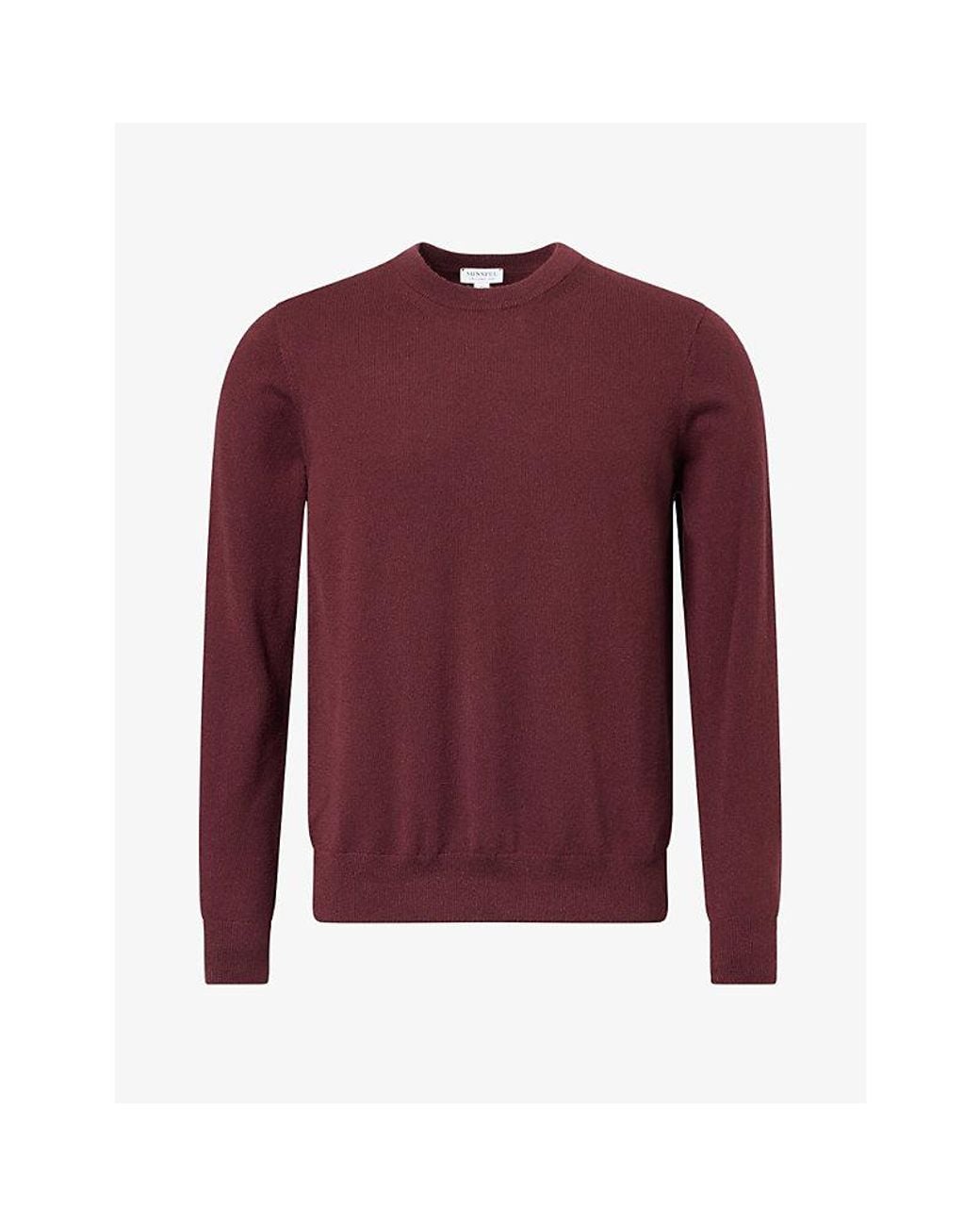 Sunspel Red Crew-Neck Cashmere Jumper for men