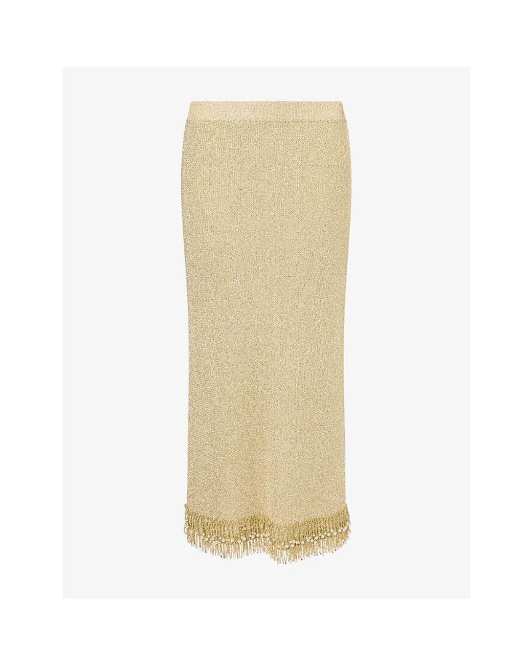 Jonathan Simkhai Natural Zeni Embellished Metallic Knitted Skirt