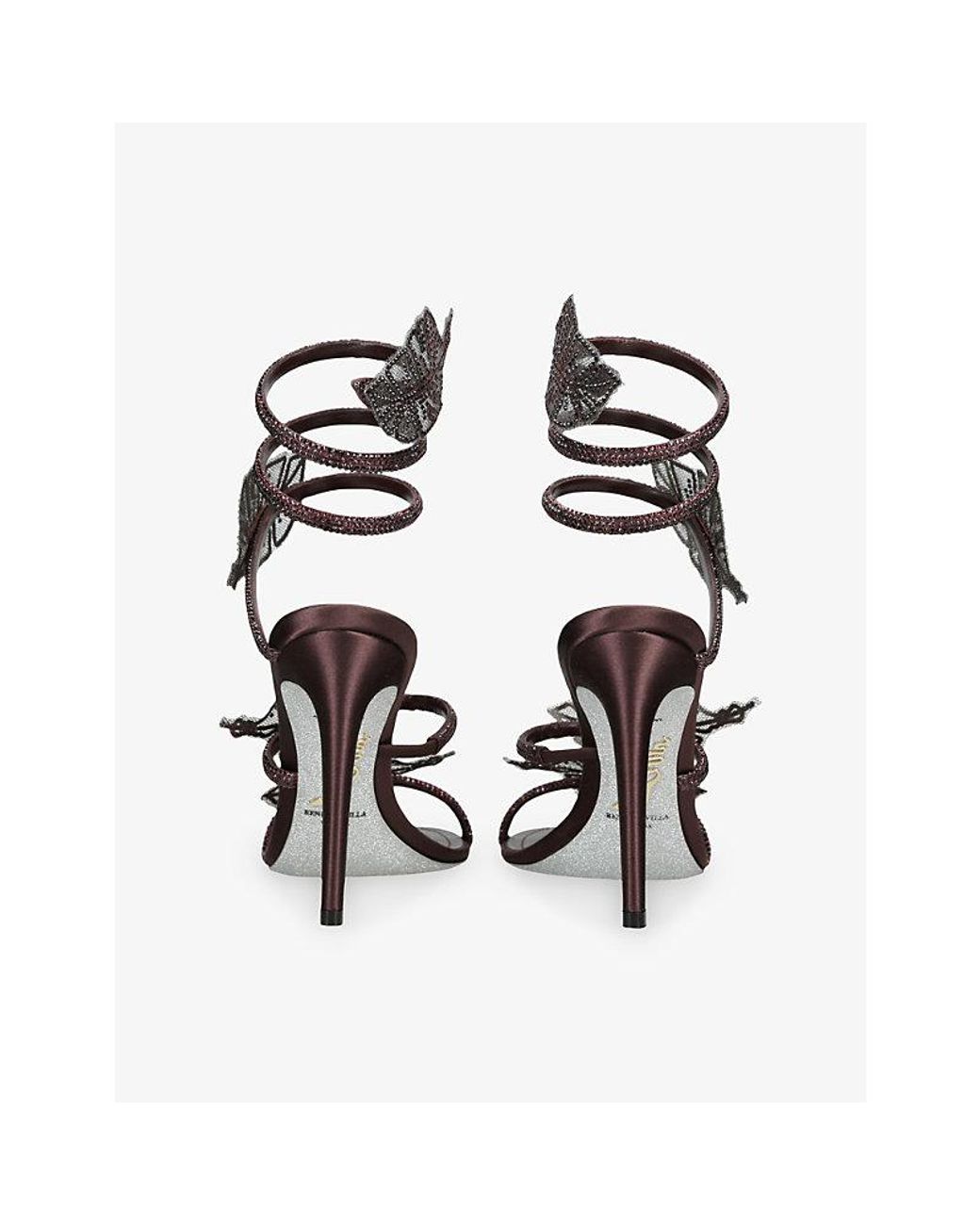 Rene Caovilla Red Jewel Leaf 105 Leather Heeled Sandals