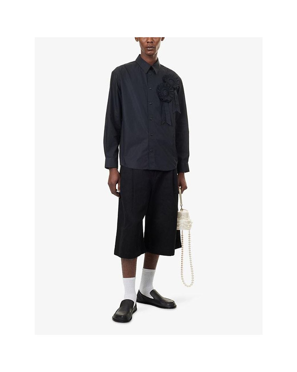 Simone Rocha Blue Ruffle Rosette Cotton Shirt for men