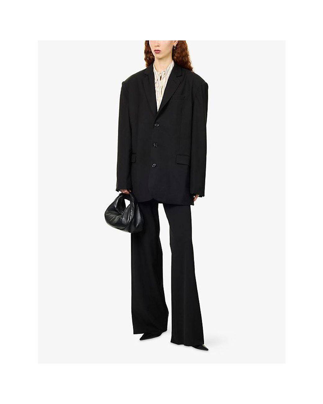 Frankie Shop Black Gelso Oversized Crepe Blazer