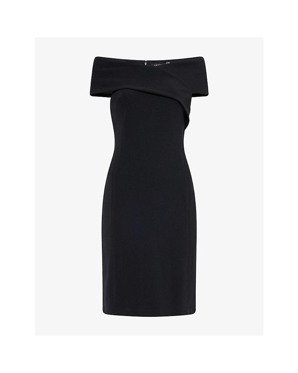 Ralph Lauren Black Faille Off-The-Shoulder Woven Cocktail Mini Dress