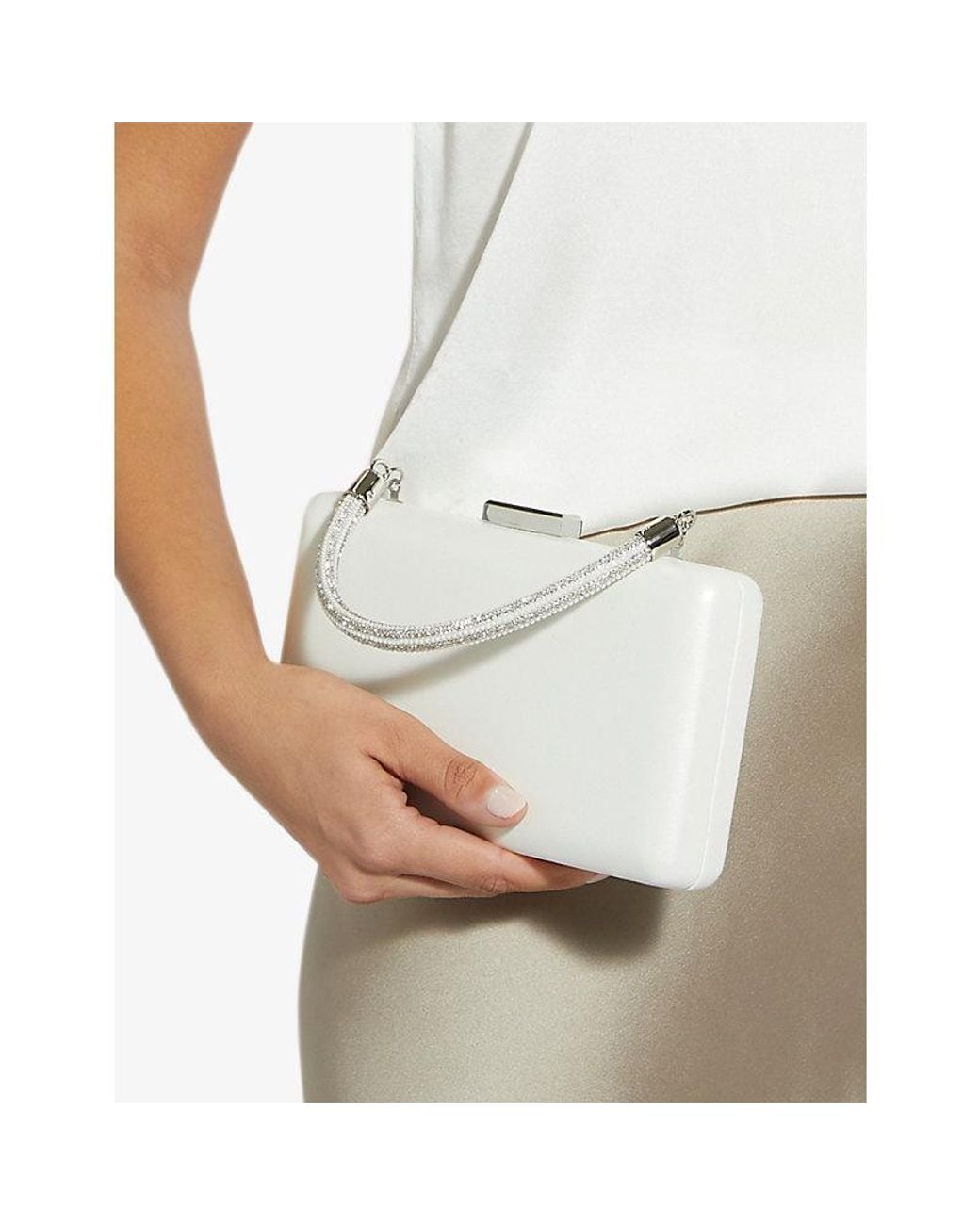 Dune White Brunch Bridal Leather Top-Handle Bag
