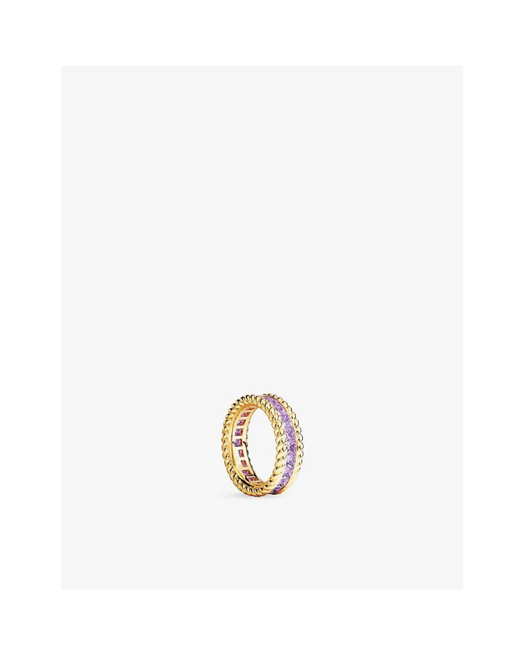 Apm Monaco Metallic Cordage 18Ct-Plated Alloy And Princess-Cut Lilac Siamite Ring