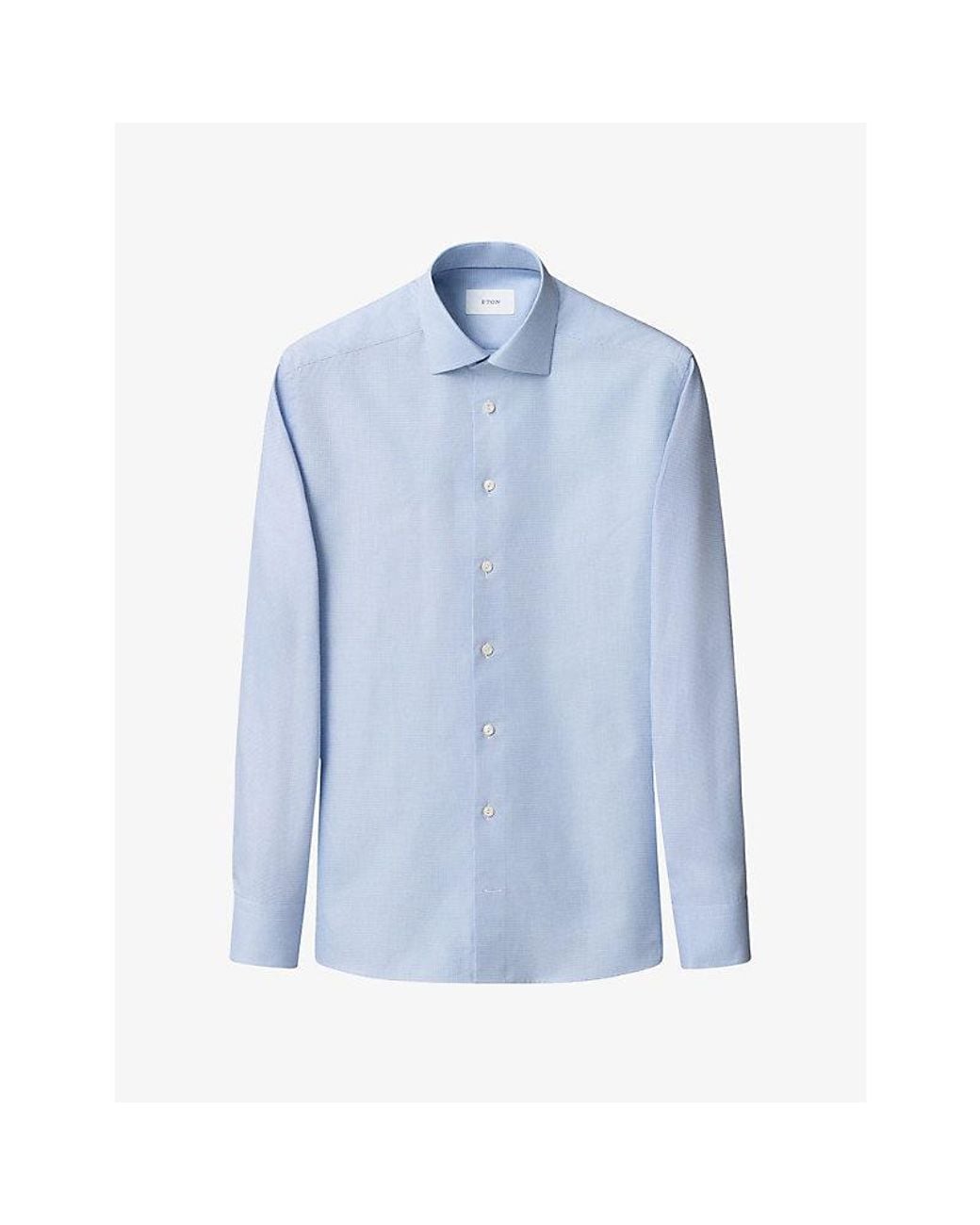 Eton of Sweden Blue Dobby Semi-Solid Slim-Fit Cotton Shirt for men