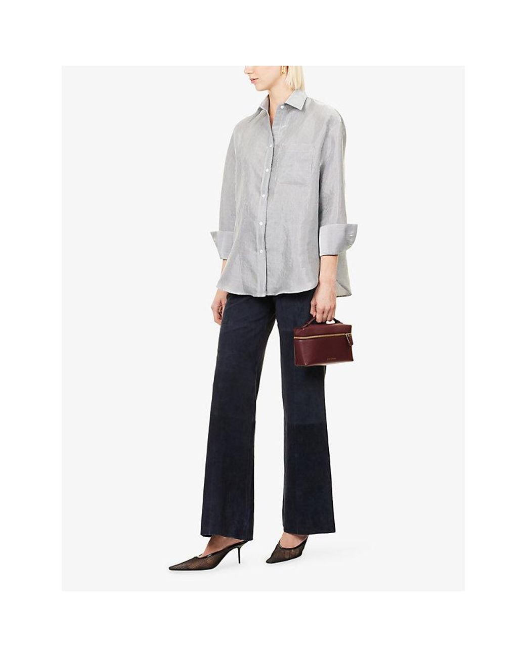 Twp Gray Big Joe Oversized Striped Cotton-Blend Shirt