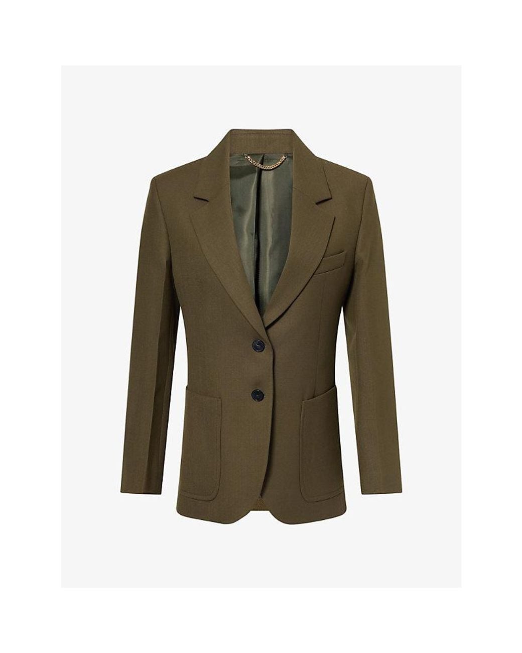 Victoria Beckham Green Tailored Katherine Woven Blazer Jacket