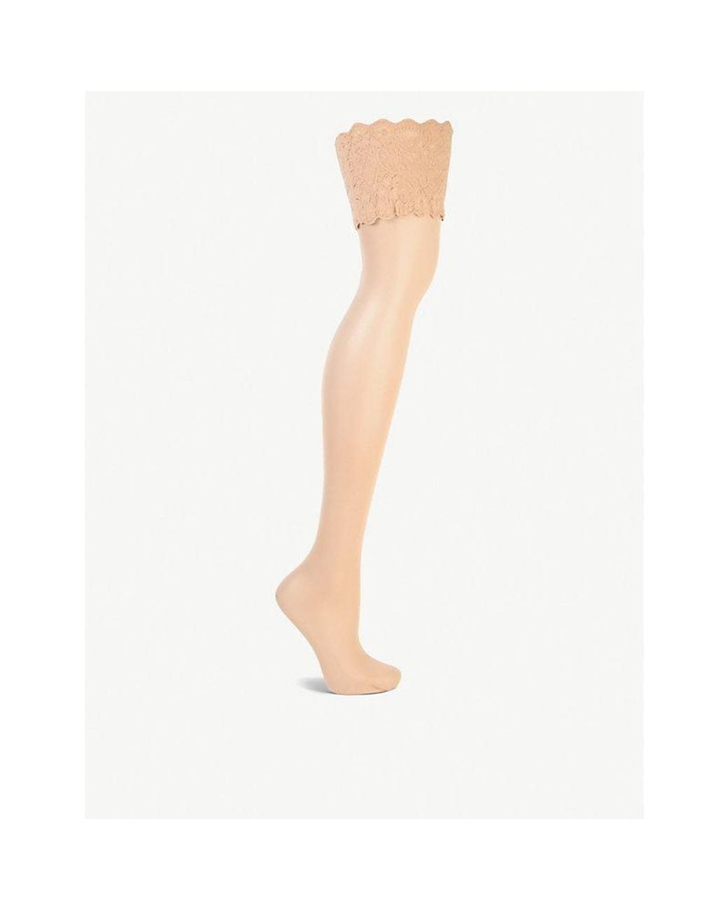 Wolford White Satin Touch 20 Hold-Ups