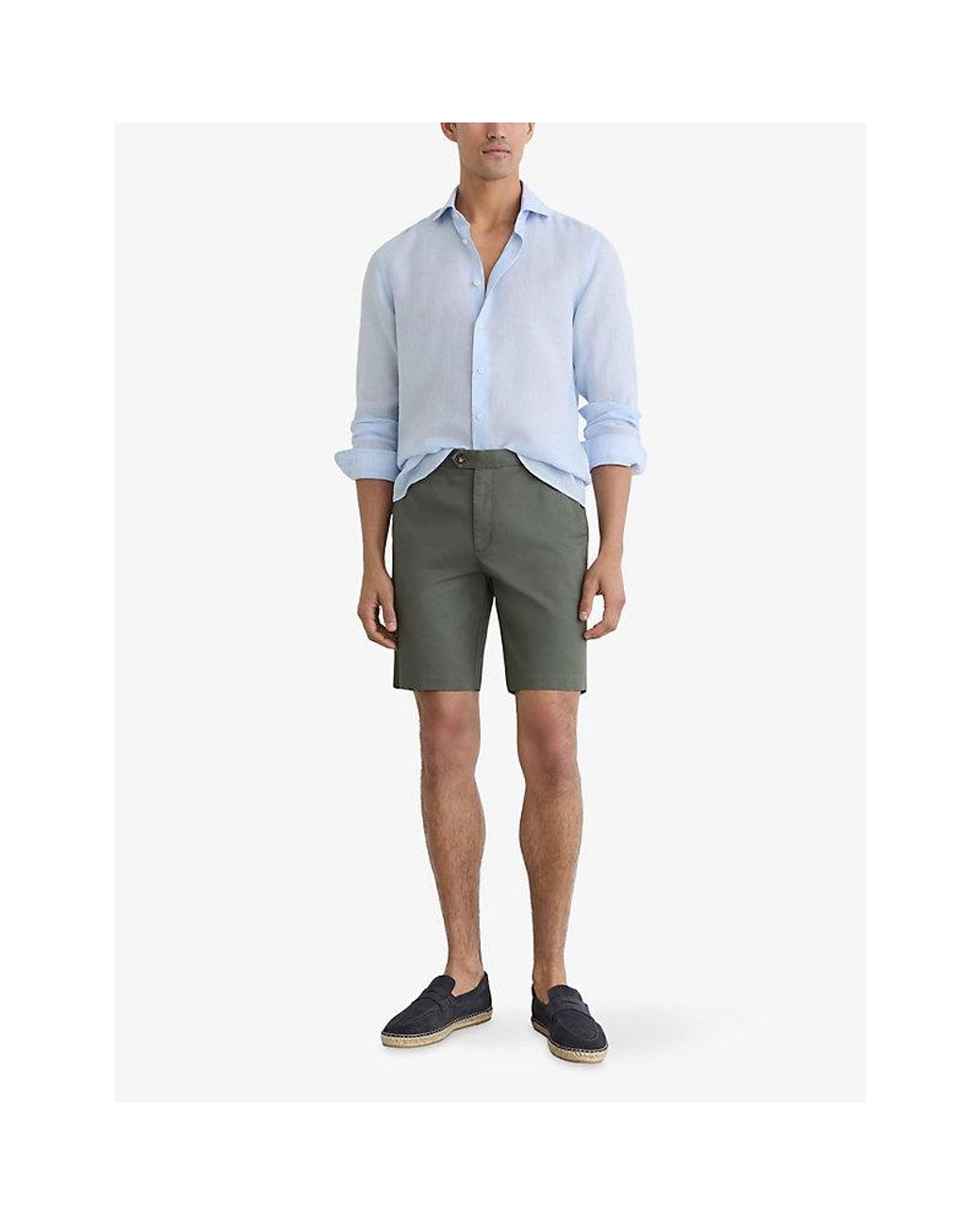 Reiss Green Wicket Straight-Leg Stretch-Cotton Chino Shorts for men