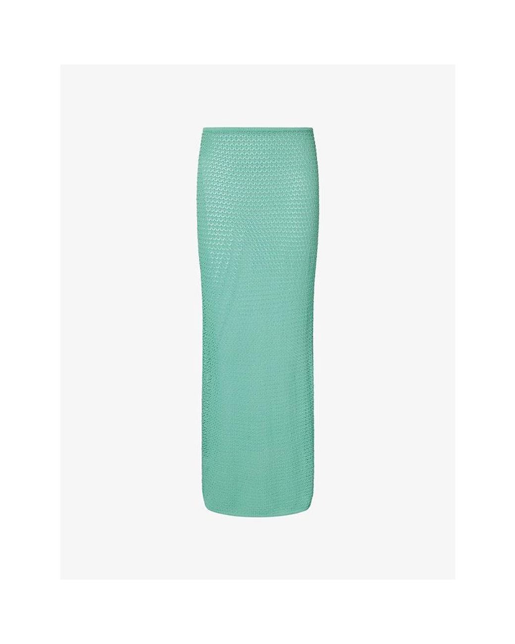 Cheap Monday Green Fontelina Mid-Waist Crochet-Knit Maxi Skirt