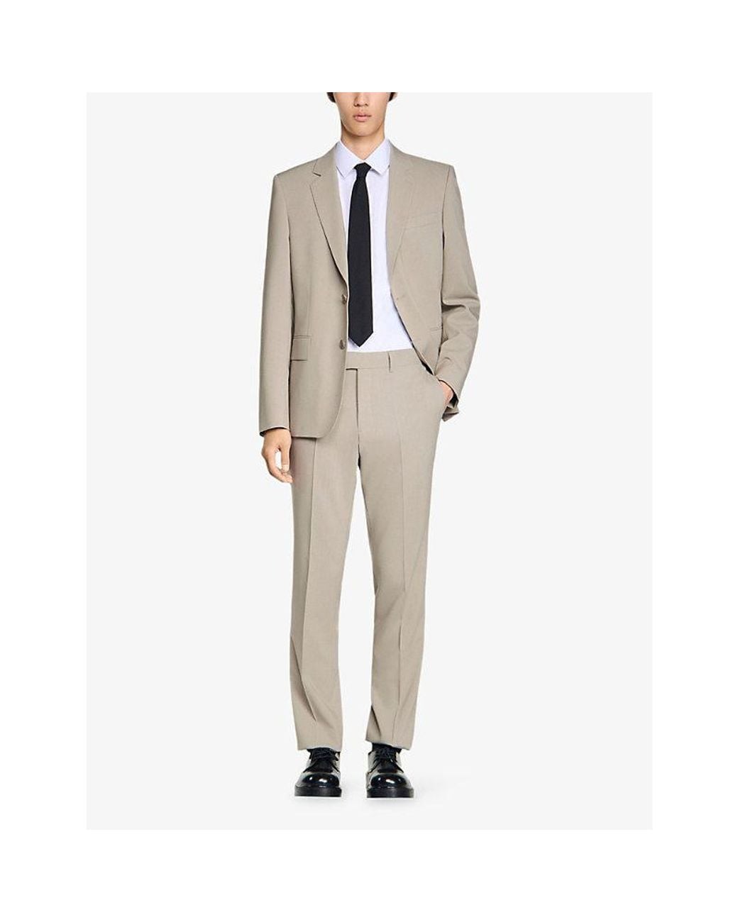 Sandro Natural Regular-Fit Straight-Leg Wool Trousers for men
