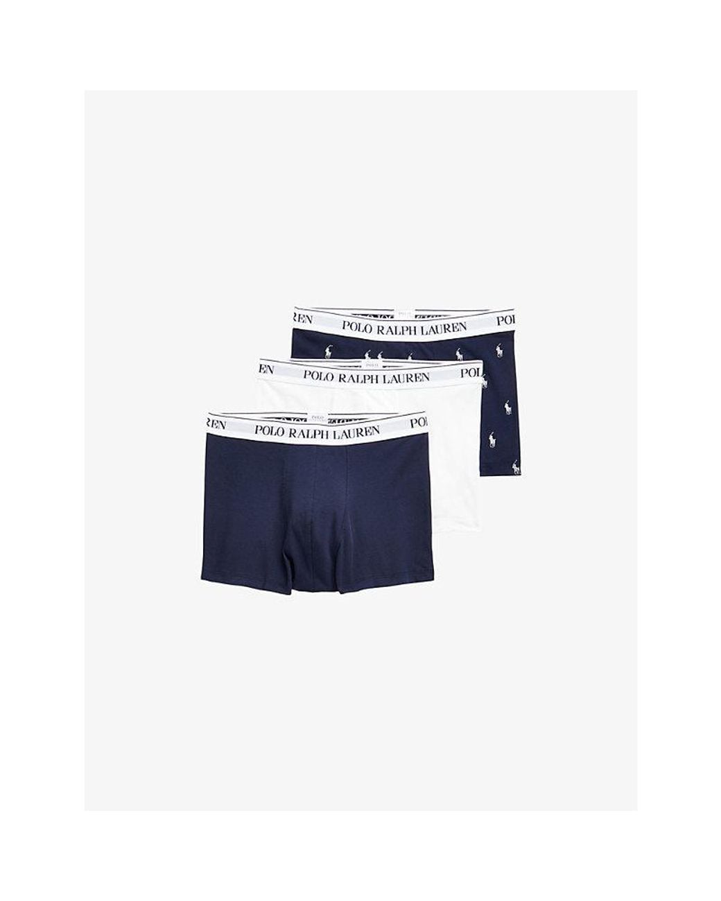 Polo Ralph Lauren Blue Signature-Logo Set Of Three Classic Stretch-Cotton Boxers for men