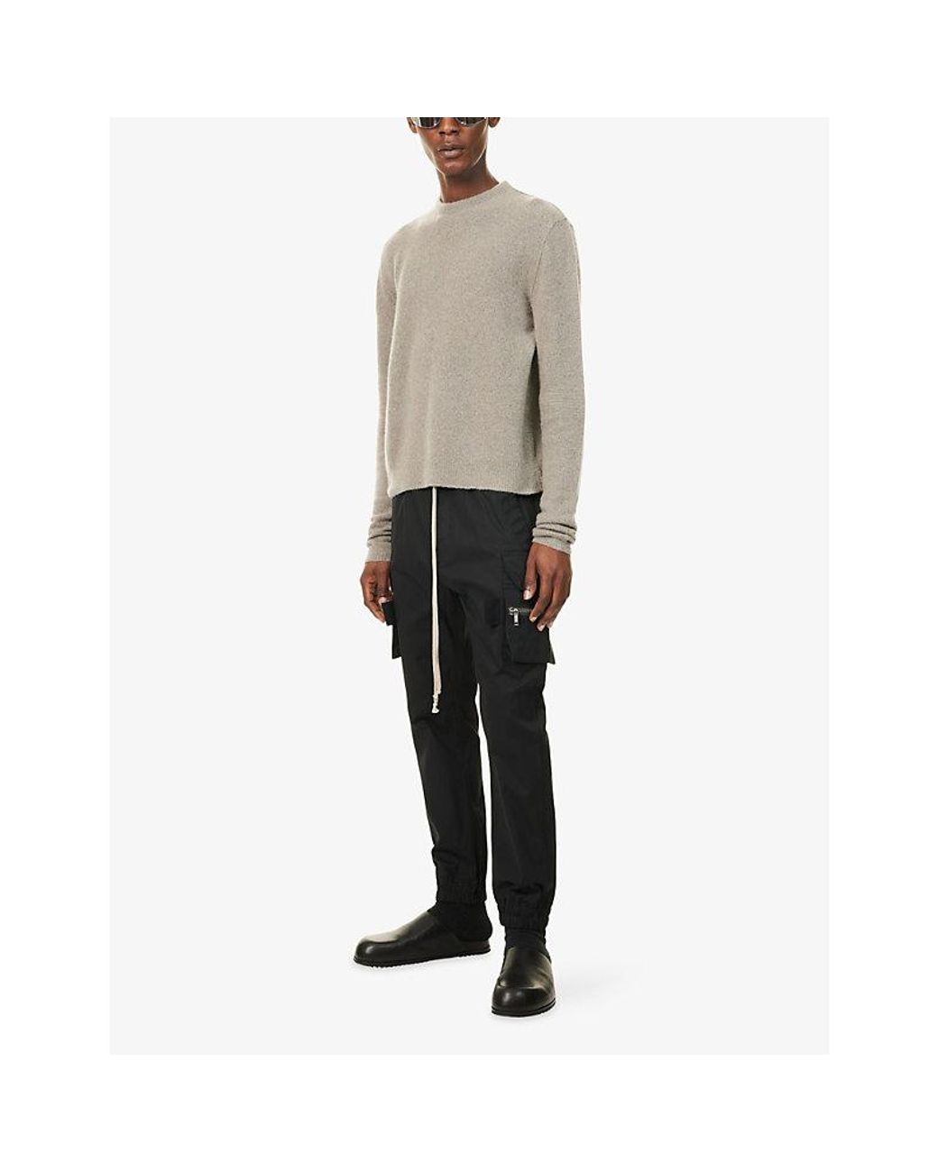 Rick Owens Black Mastodon Slim-Fit Cotton Cargo Trousers for men