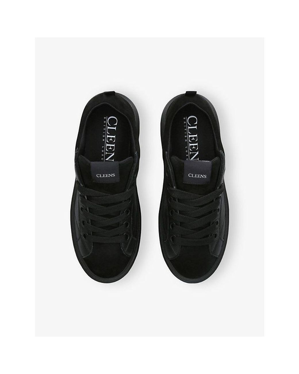 Cleens Black Ace Leather Trainers for men