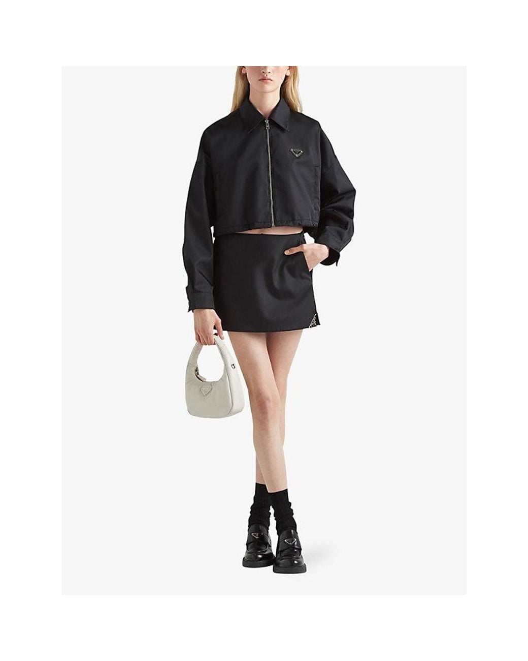 Prada Black Re-Nylon Cropped Nylon Jacket