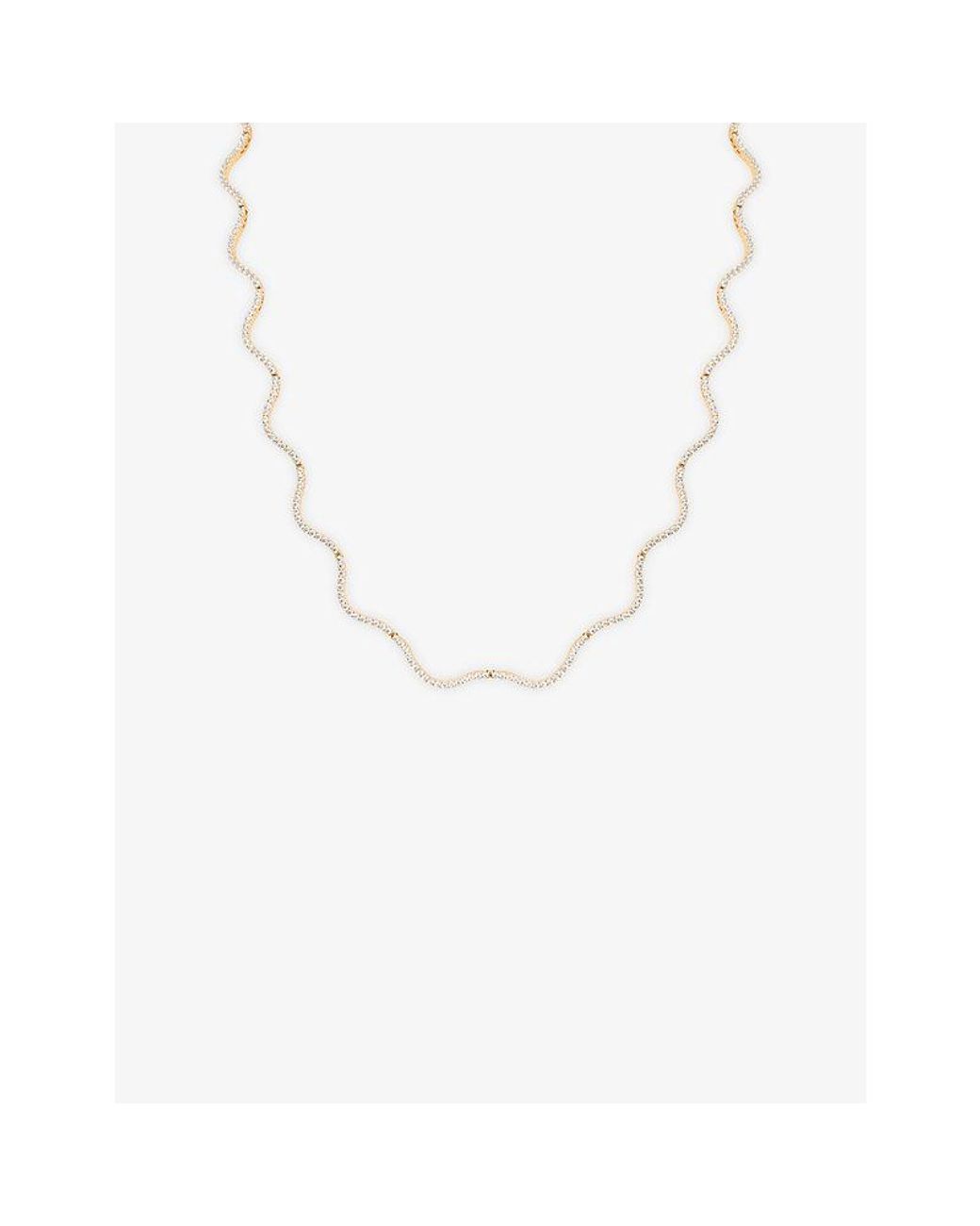 Astrid & Miyu Metallic Ripple Tennis-Plated Sterling Necklace