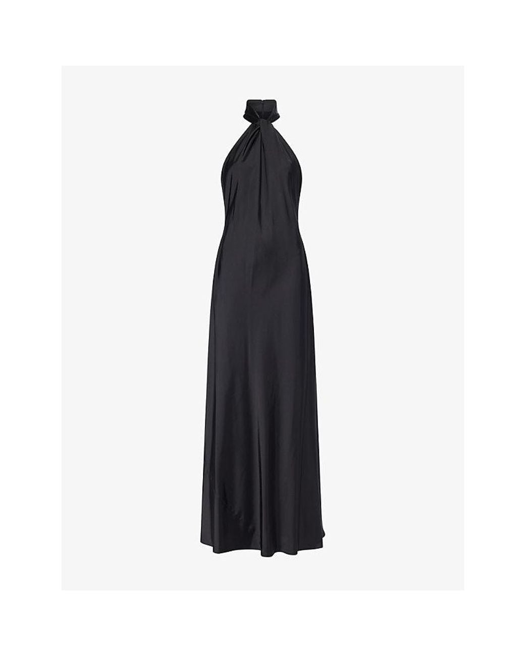 Ralph Lauren Black Halter Satin Gown