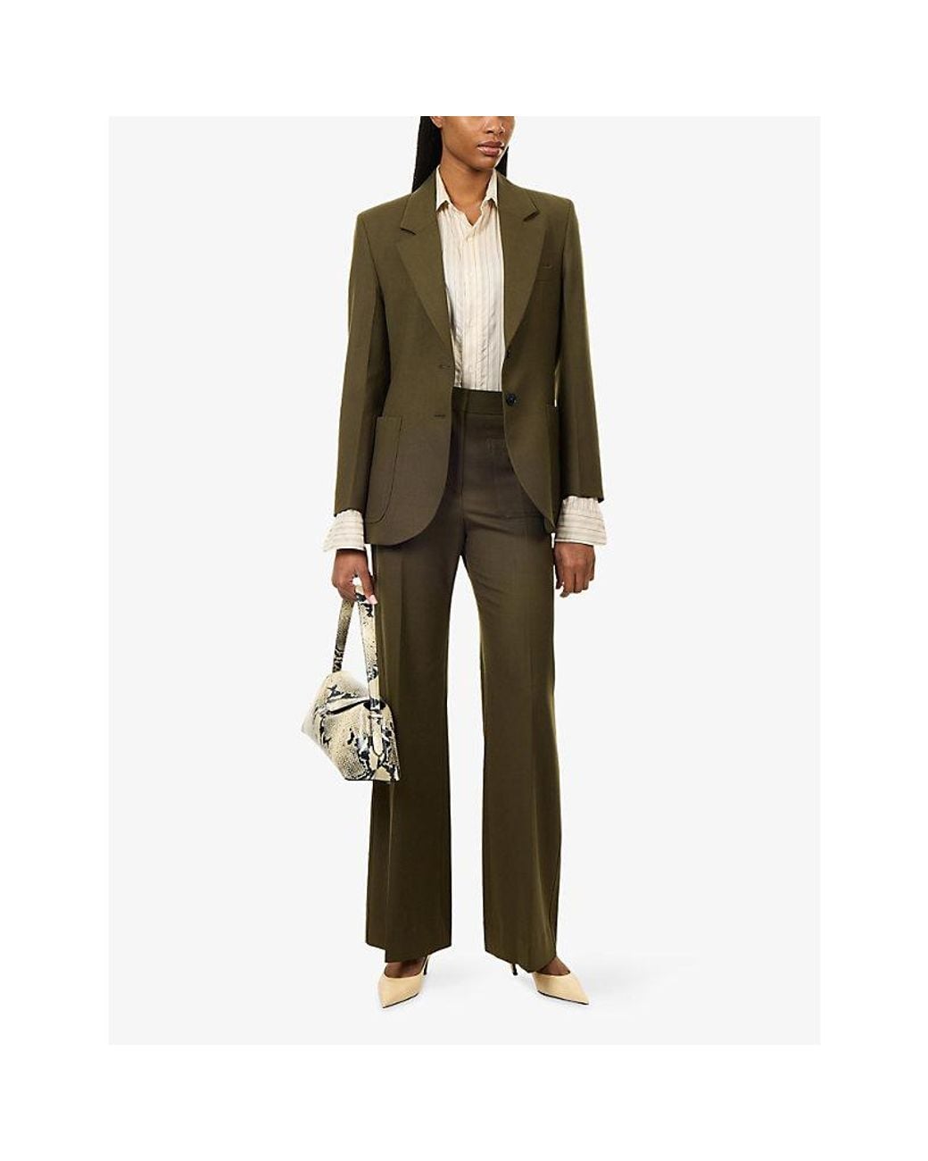 Victoria Beckham Green Alina Straight-Leg Woven Trousers
