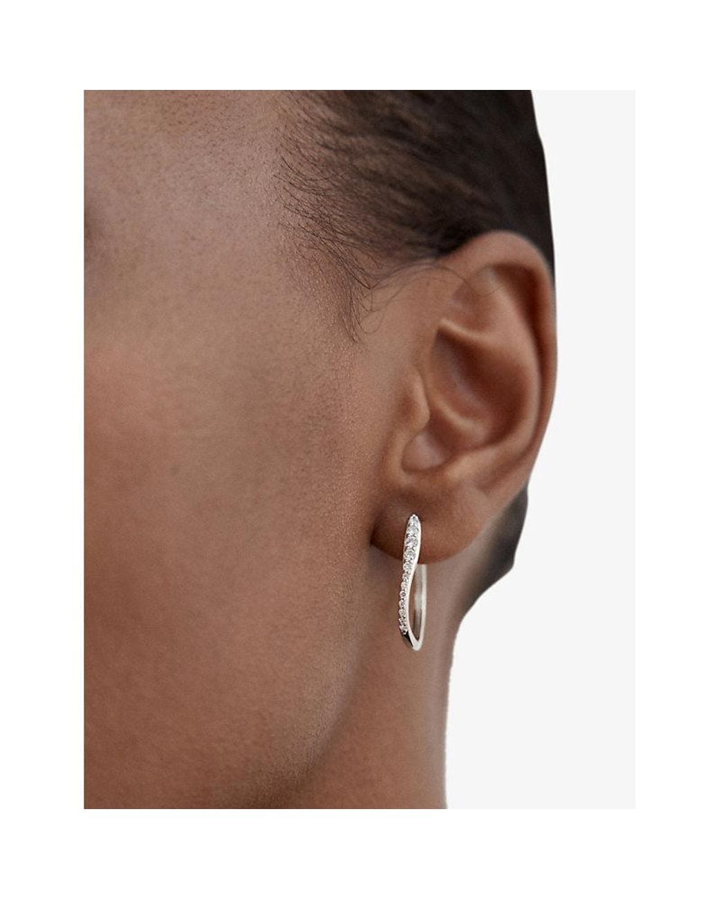 Monica Vinader Metallic Riva Pavé Diamond Medium Sterling- And 0.35Ct Lab Grown Diamond Hoop Earrings