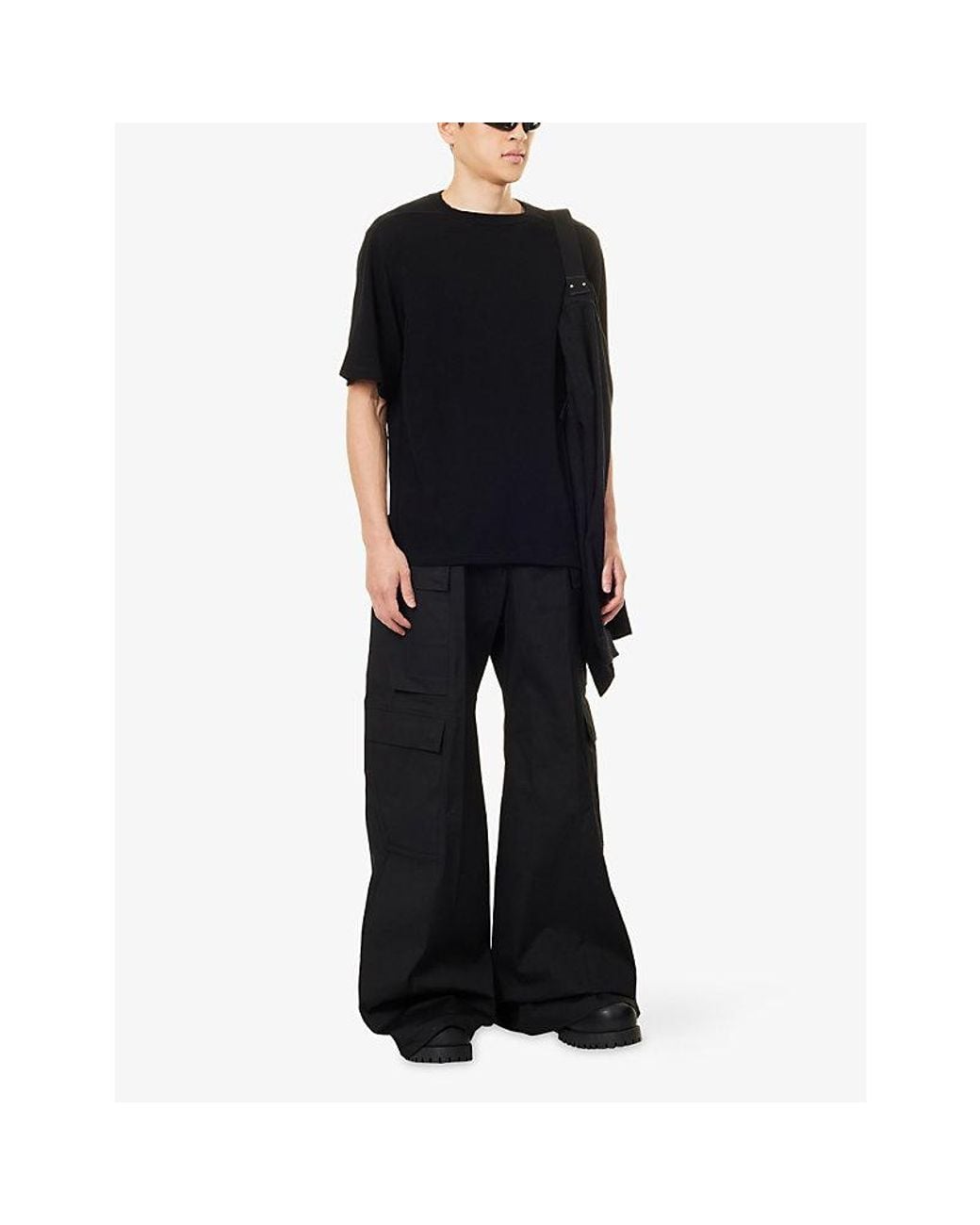 Rick Owens Black Brad Short-Sleeve Cotton T-Shirt for men