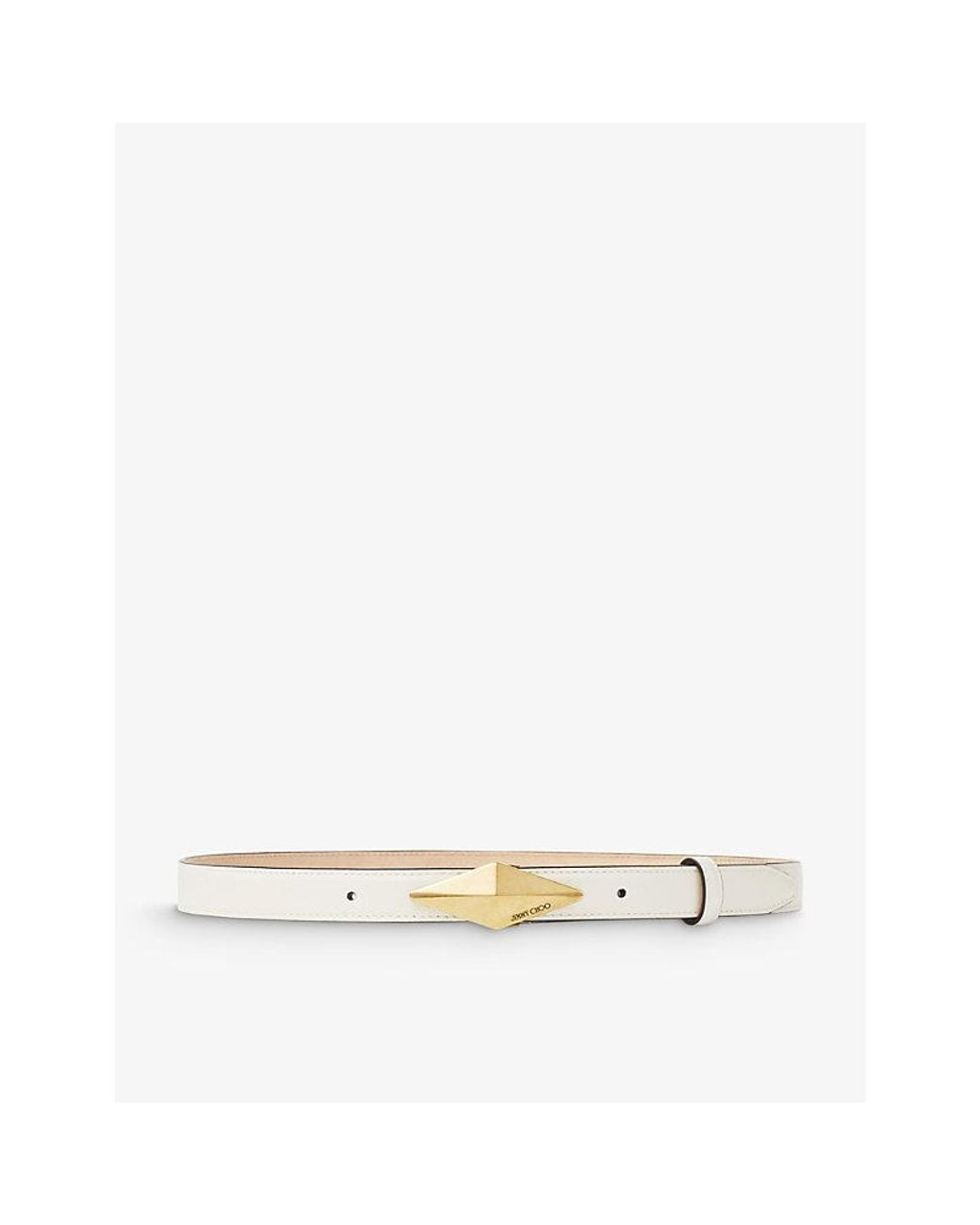Jimmy Choo Natural Diamond Logo-Engraved Leather Belt
