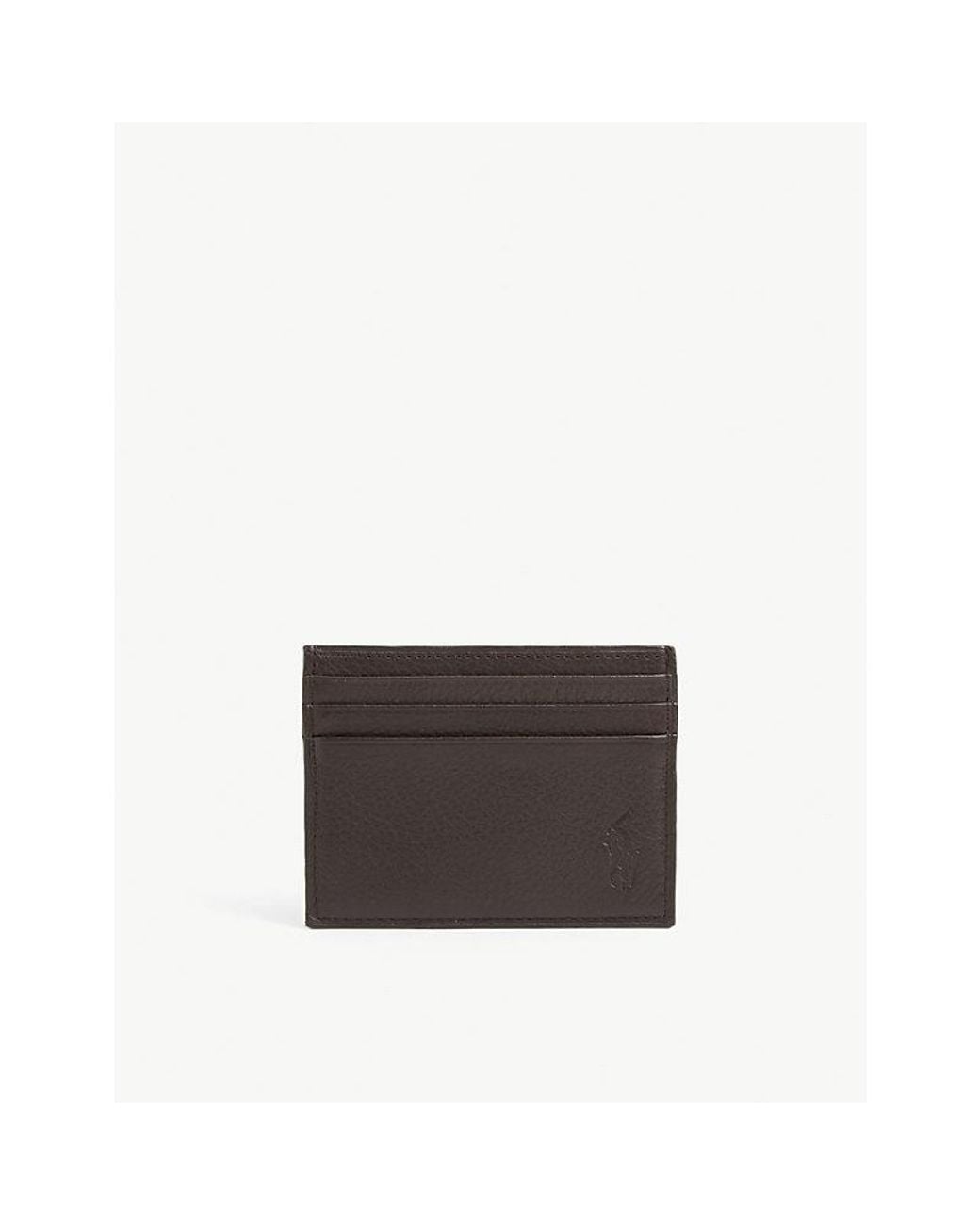 Polo Ralph Lauren Brown Logo-Debossed Pebbled-Leather Cardholder for men