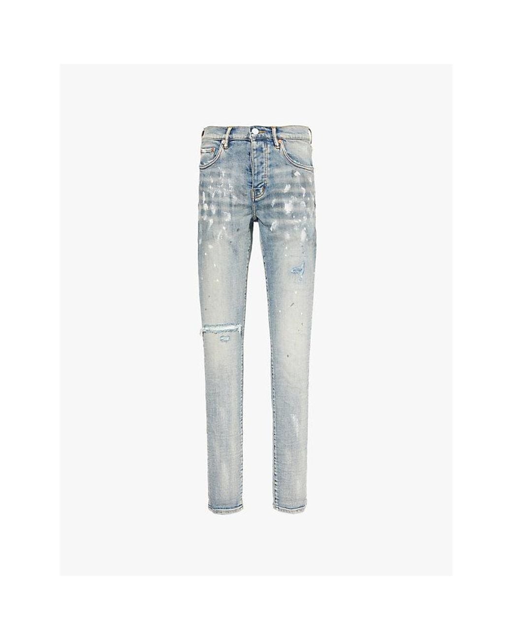 Purple Brand P001 Paint Blowout Low-Rise Slim-Fit Stretch-Denim
