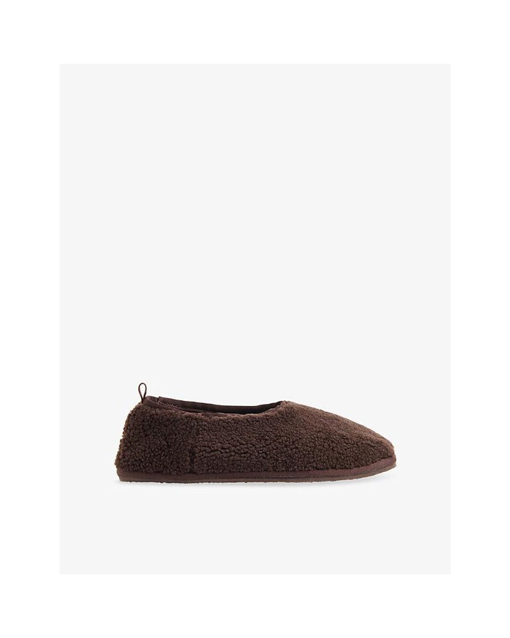 Whistles Brown Shearling Ballet Slippers