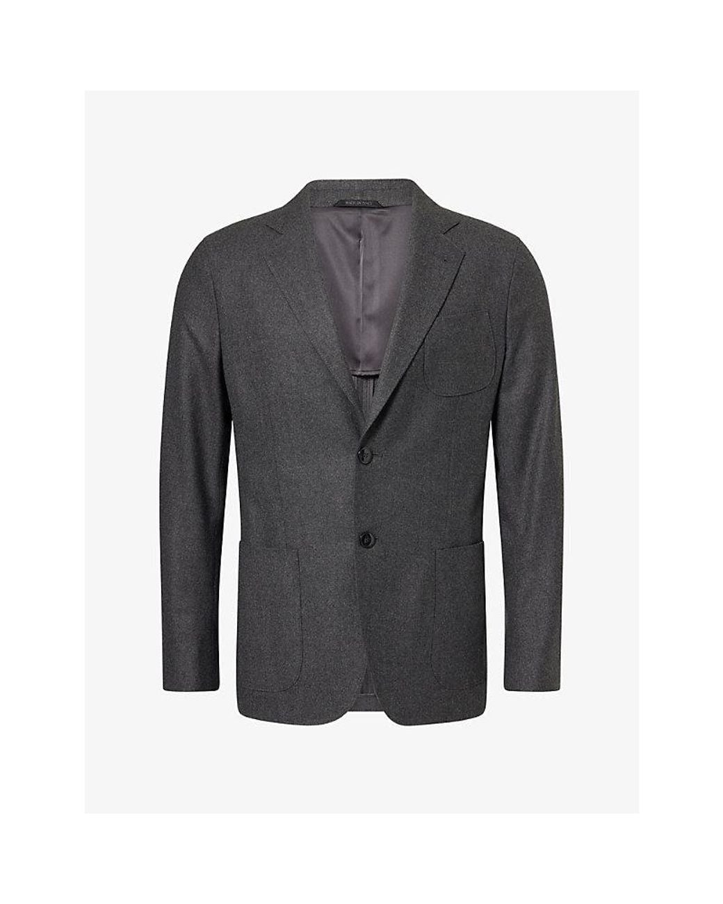 Giorgio Armani Gray Unlined Single-Breasted Cashmere Blzzer for men