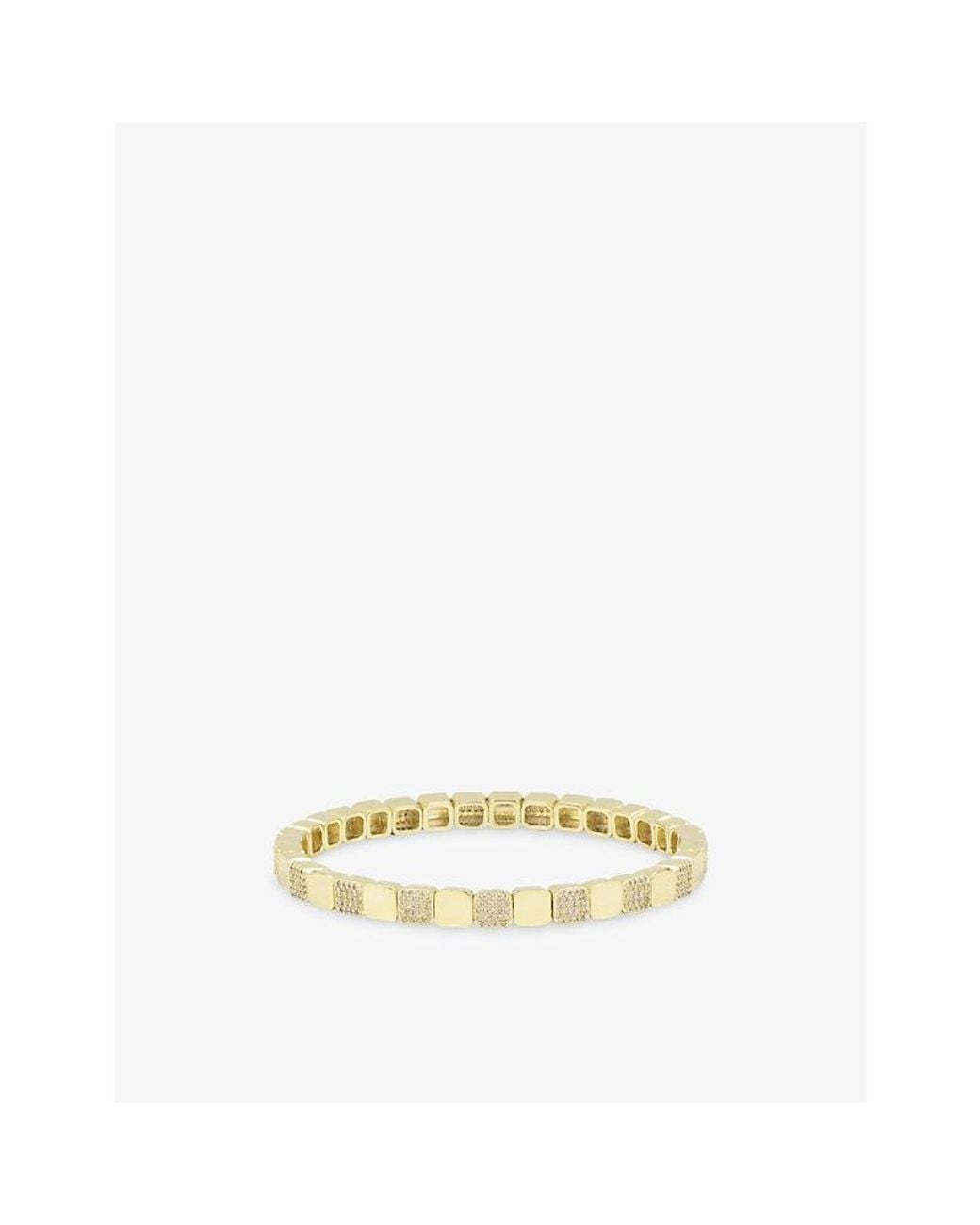 Lisa Gozlan Metallic The Duo Square Mixer 18Ct-Plated Brass And Cubic Zirconia Bracelet
