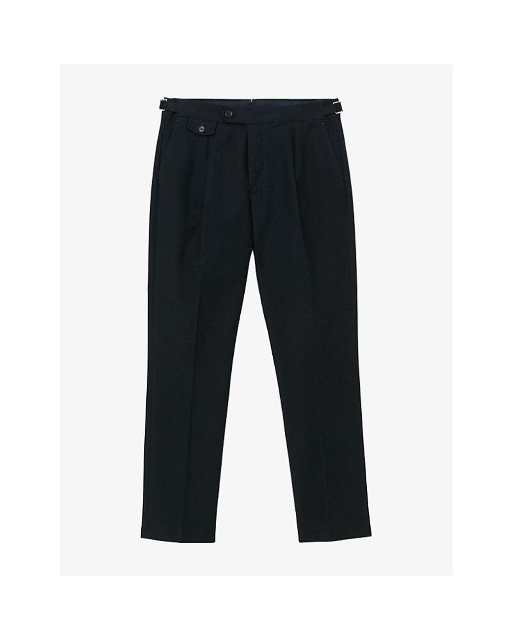 Reiss Blue Dimmock Cotton-Blend Trousers for men
