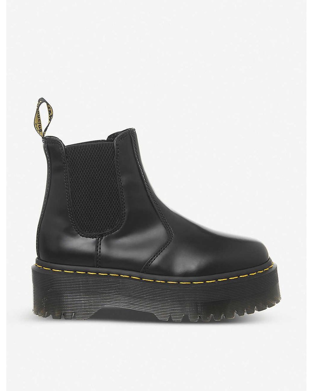 black leather platform chelsea boots