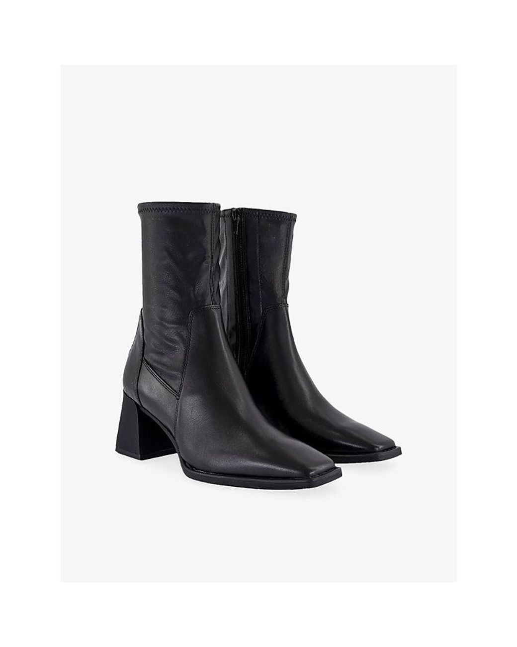 Vagabond Black Flared-Heel Leather Heeled Ankle Boots