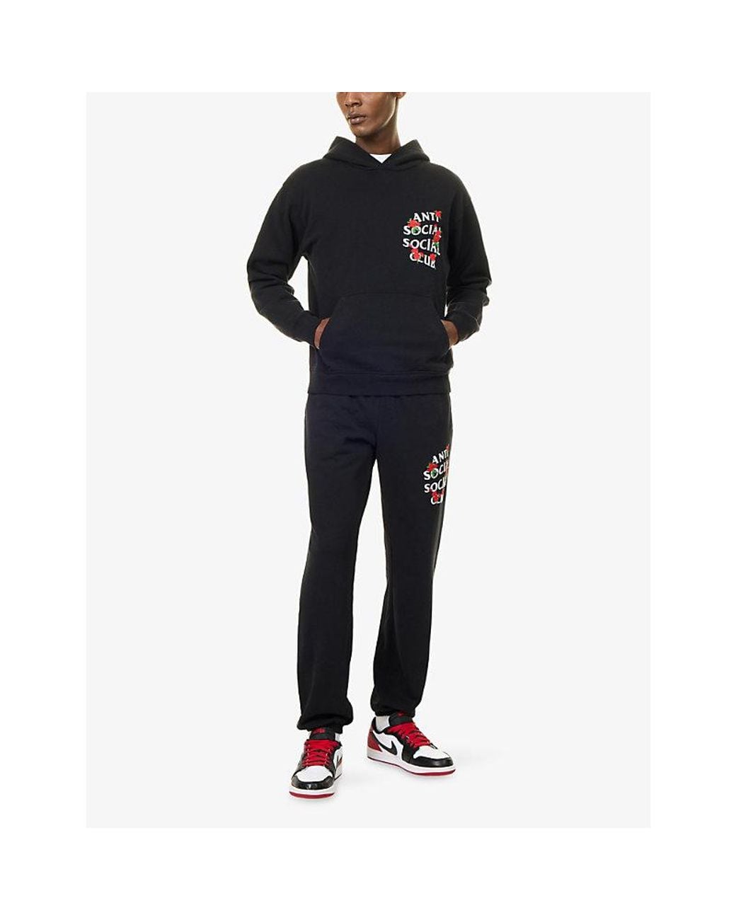 ANTI SOCIAL SOCIAL CLUB Blue Kkotch Embroidered-Rose Cotton-Jersey Hoody for men