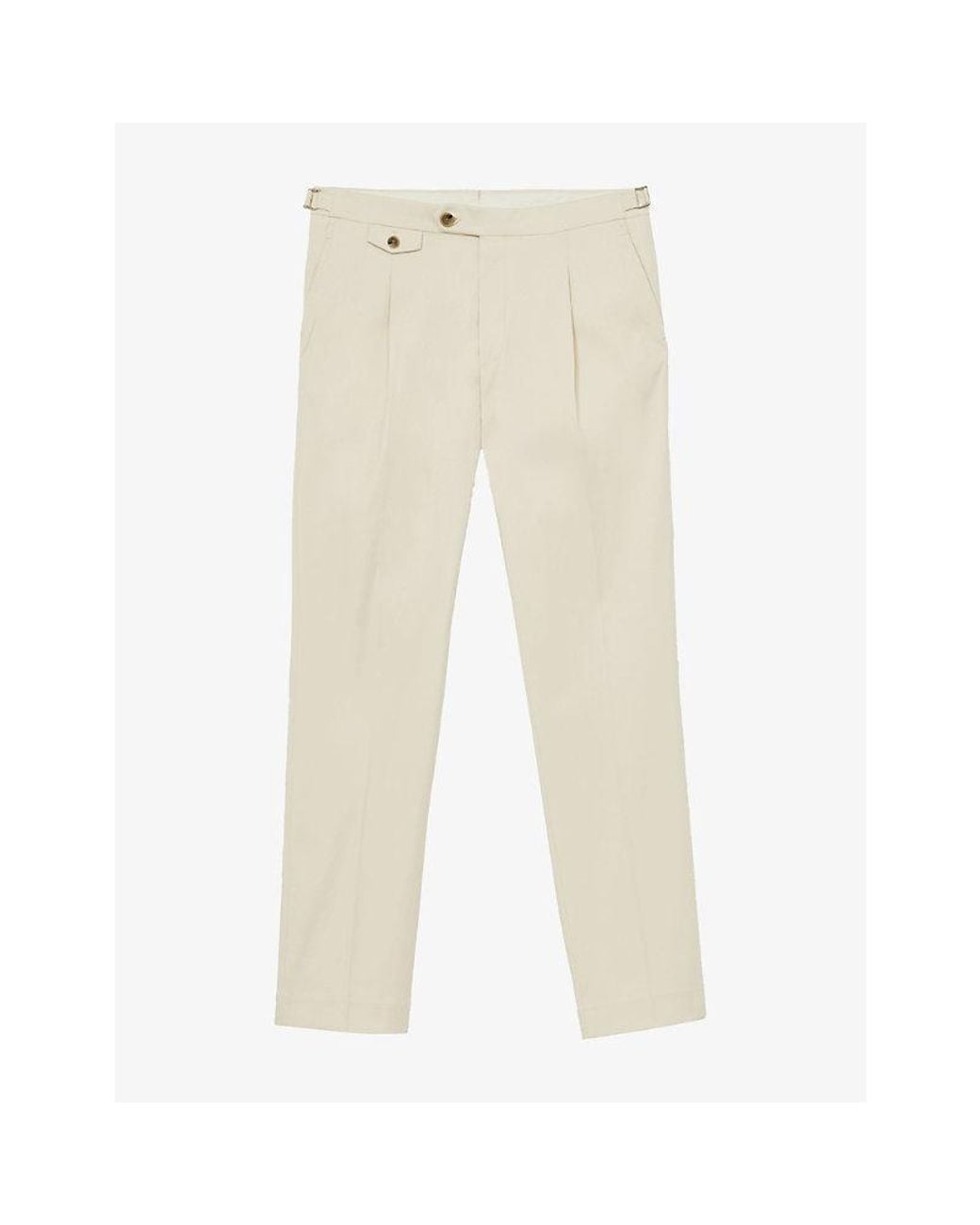 Reiss Natural Float Tailored-Fit Side-Adjuster Cotton-Blend Trousers for men