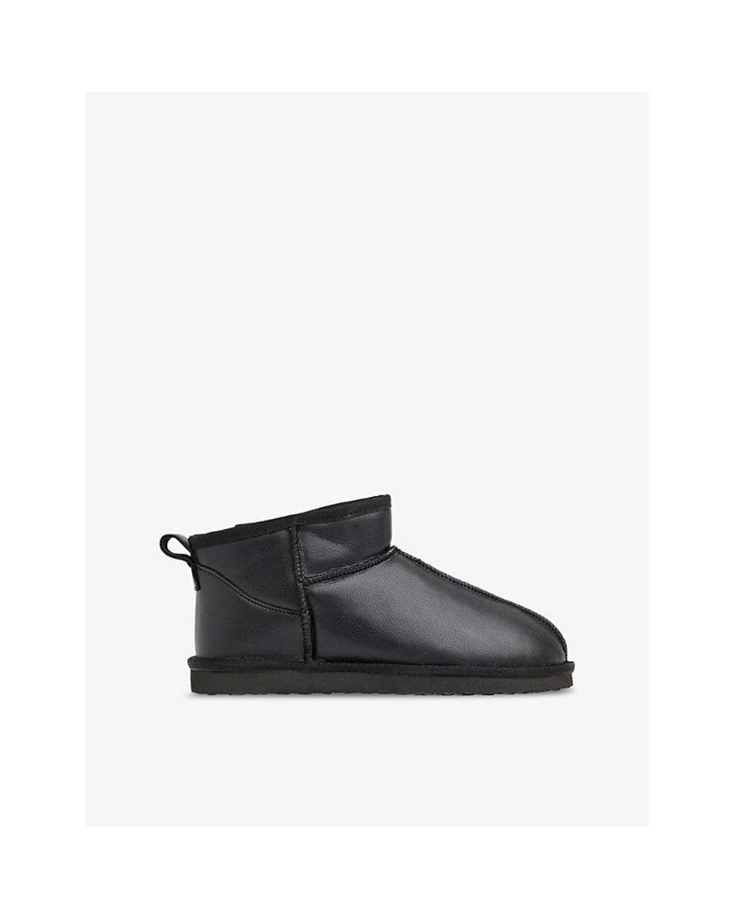Whistles Black Mable Shearling-Lined Leather Slippers