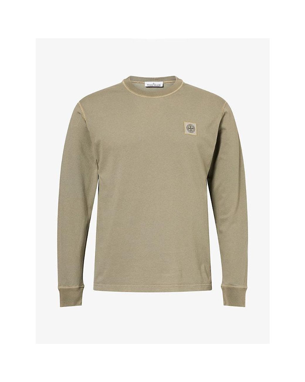 Stone Island Green Dyed Long-Sleeve Cotton T-Shirt for men
