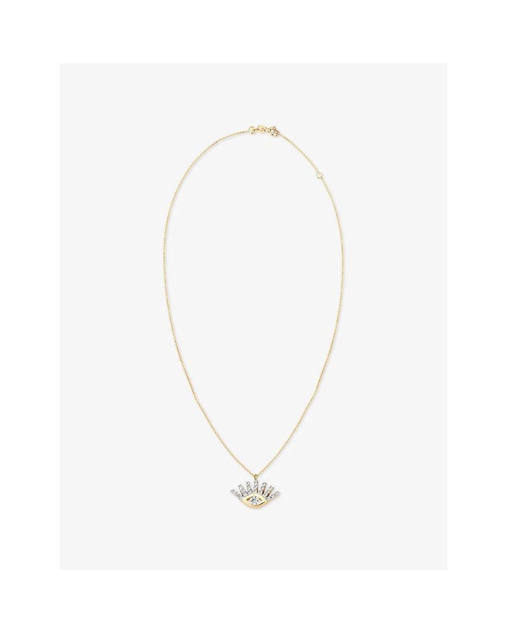 Kismet by Milka White Evil Eye Mini Metal And 0.10Ct Diamond Pendant Necklace