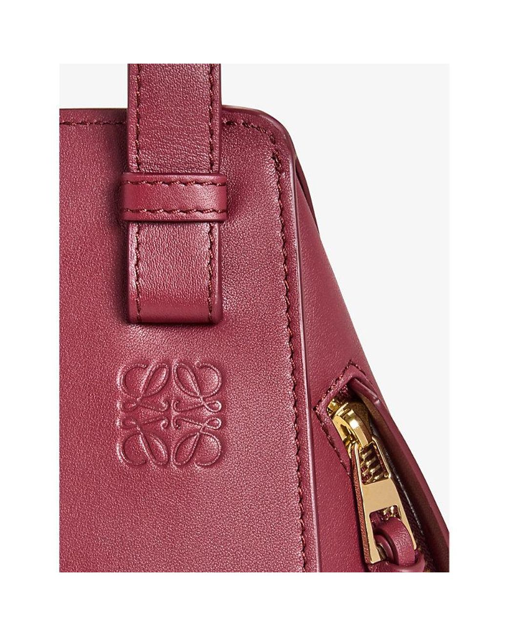 Loewe Hammock Compact Logo-embossed Leather Top-handle Bag in Red | Lyst